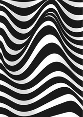 Black and white lines. Musical waves, equalizer. 3d abstract vector background. Linear art. Motion design.