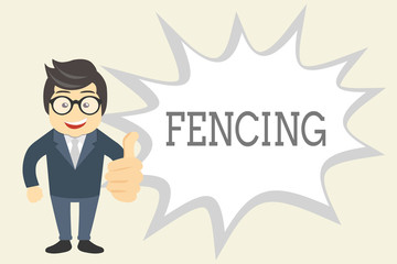 Handwriting text Fencing. Concept meaning Competition Sport fighting with swords Install series of fences.