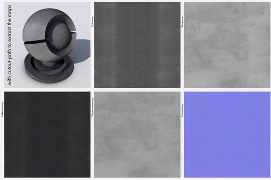 Highres Asphalt Textur Foto-basierend mit Freistellpfad. Mit Color-, Bump-, Normal-, Displacement- und Reflection-Map