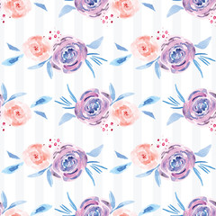 Hand-painted watercolor floral rose Pattern