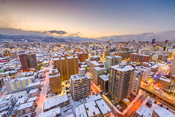 Fototapeta na wymiar Sapporo, Japan Winter Skyline
