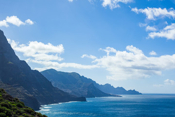 Fototapeta na wymiar Scenic landscape of mountains and atlantic ocean on Gran Canaria island
