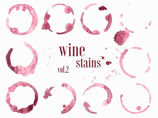 Set of wine stains and splatters. Vector illustration
