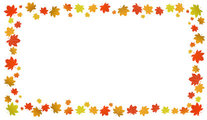 Rectangular vertical frame of autumn leaves on a white background. Vector illustration.