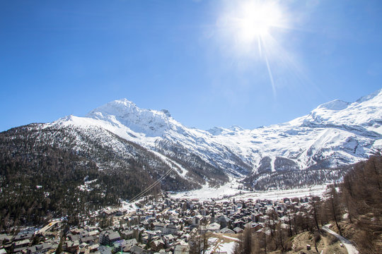Saas-Fee Village in Valley, Switzerland