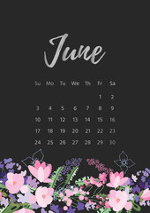 Fototapeta premium Vintage floral calendar 2018