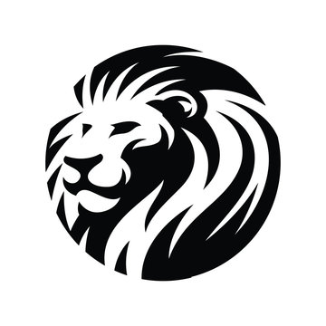 Lion Head Circle Icon Illustration