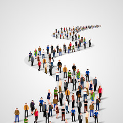 Template with a crowd of business people standing in a line. People crowd. Vector illustration