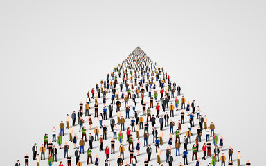 Template with a crowd of business people standing in a line. People crowd. Vector illustration