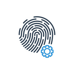settings sign and fingerprint icon vector