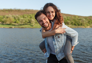 Portrait of happy male and female together