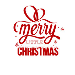Merry little Christmas - vector composition made with hand written retro lettering. Frozen words on white background