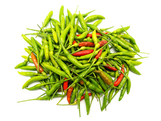 Stack of hot chili pepper or small chili padi.