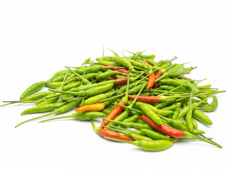 Stack of hot chili pepper or small chili padi..