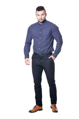 Confident young man isolated on white background