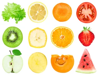 Photo sur Plexiglas Fruits Collection de tranches de fruits et légumes