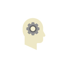 Thinking icon. Silhouette of gear in head, vector illustration.