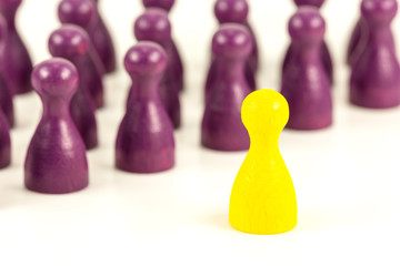 single yellow halma cone against purple halma cones indicating majority ratios and group...