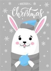 Cute rabbit for christmas posters