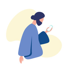 Young men holding smartphones. Text message, communication. Vector illustration.