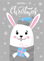 cute bunny for christmas card design