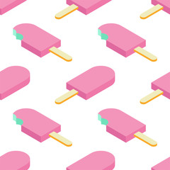 Seamless ice cream pattern. Vector illustration isometric. 