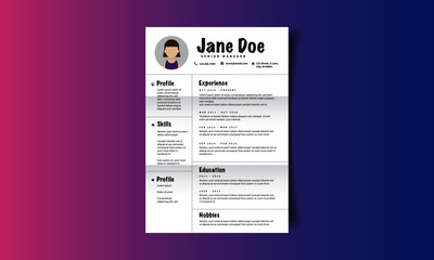 Stylish Resume CV Template in Minimalist Design