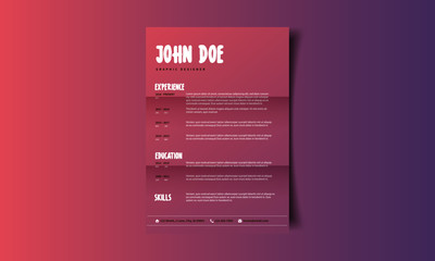 Stylish Resume CV Template in Minimalist Design