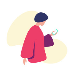 Young women holding smartphones. Text message, communication. Vector illustration.