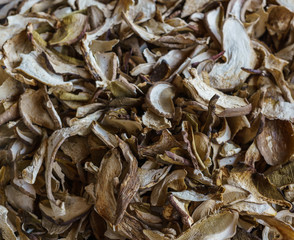 Dried boletus mushrooms for sale on the market