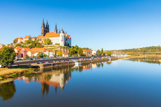 Panorama Stadt Mei&szlig;en an der Elbe mit Dom und Albrechtsburg