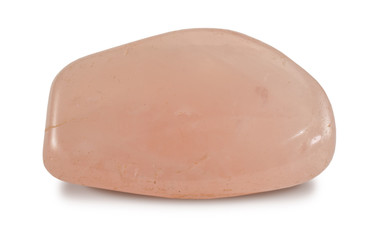 Polished rose quartz stone isolated on white background
