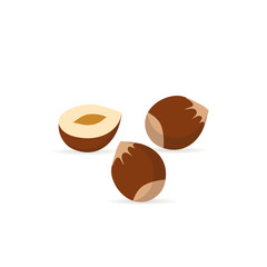 Obraz premium Hazelnut flat icon with shadow on a white background