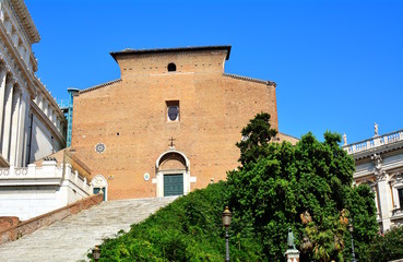 The facade of the ancient church of Rome called 