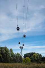 Cabin Lift with trees in Background, Gondola Lift with Trees in Background