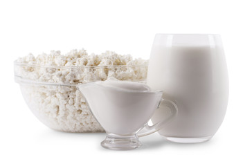 Dairy products on a white background