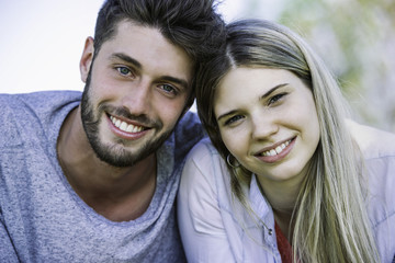 Close-up young couple in park