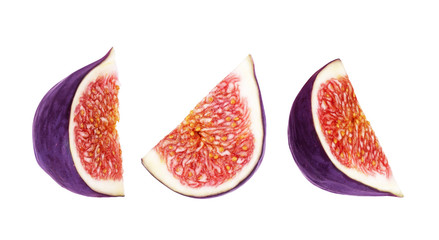 Pieces of figs on a white background