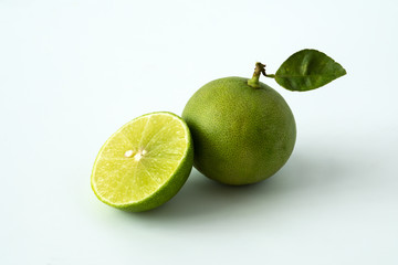lime fresh sour taste from natural selection on white background
