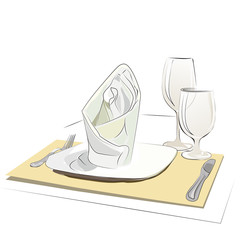 plate with napkin and wine glasses