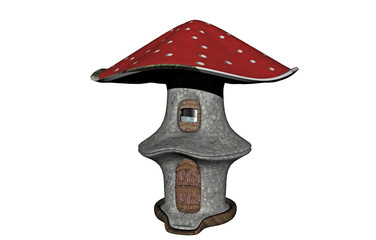 Cartoon Pilzhaus mit rotem Hut