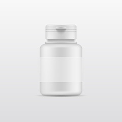 3D White plastic bottle for products isolate on a white background, Vector illustration.