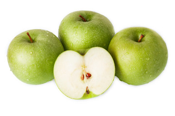 Granny smith green apples isolated on white background