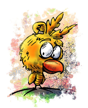 Grappige poster van een gekleurde vogel