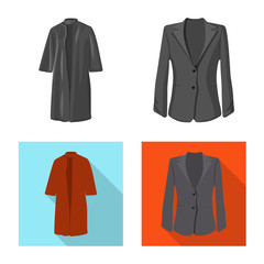 Vector design of woman and clothing sign. Set of woman and wear stock vector illustration.