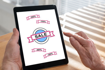 Sale concept on a tablet
