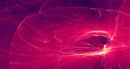 Abstract purple light and laser beams, fractals and glowing shapes multicolored art background texture for imagination, creativity and design.
