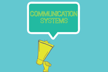 Word writing text Communication Systems. Business concept for Flow of Information use of Machine to transmit signals.