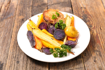 autumn vegetable on wood background