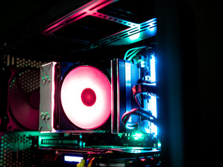 Case Mod concept with RGB CPU air cooler, case led kit, RGB ram.